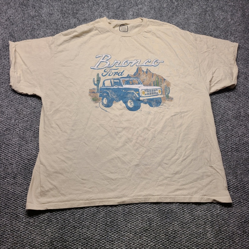 Ford Bronco Graphic T-Shirt Tan Short Sleeve Cotton Hybrid Apparel 2XL